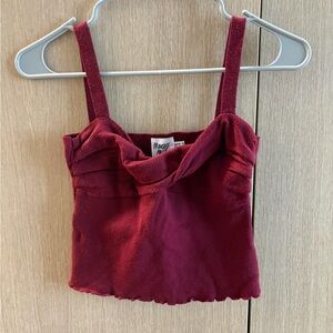 Princess Polly Burgundy Ruched Crop Tank